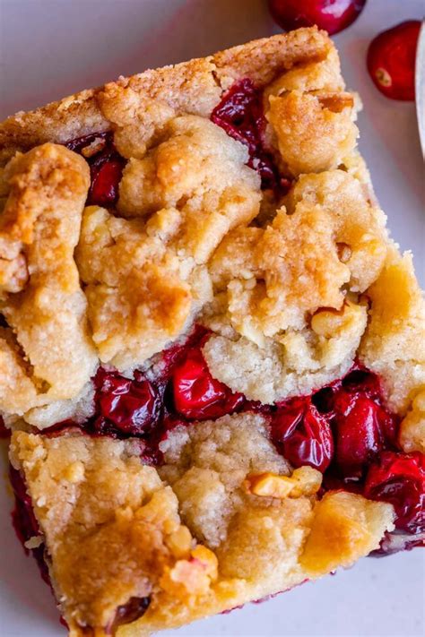 Cranberry Shortbread Bars From The Food Charlatan Fresh Cranberries Sparkle Between Two Layers