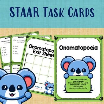 Staar Task Cards Onomatopoeia Figurative Language Elar Centers