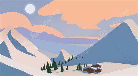 Cartoon Beautiful Snow Mountain Scenery Hand Painted Background ...