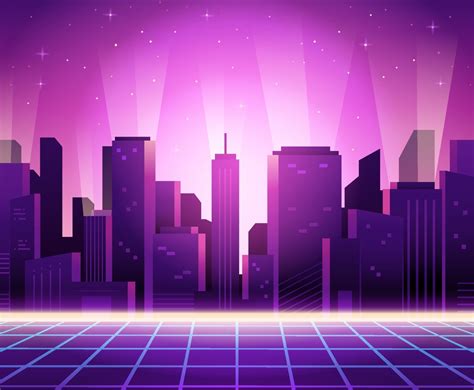 Cityscape Retro Futurism Vector Art And Graphics