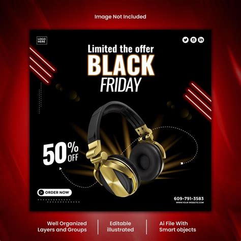 Black Friday Social Media Post Design Vektorvorlage Premium Vektor