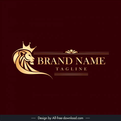 Modern Lion Head Logo Elegant Gold Decor Vectors Images Graphic Art