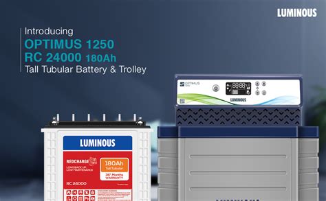 Luminous Inverter Battery Combo With Trolley Optimus Sine Wave