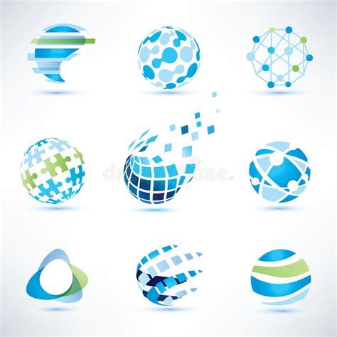 Abstract Globe Symbol Set Communication And Technology Icons Stock