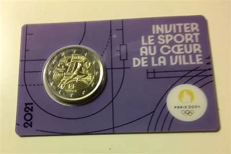 COINCARD 2 EUROS FRANCE 2021 JEUX OLYMPIQUES 2024 Violet EUR 12 00