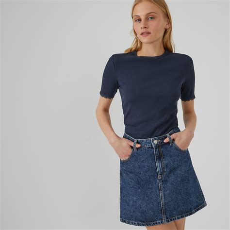 Футболка с круглым вырезом и вставкой из кружеваLa Redoute Collections ...