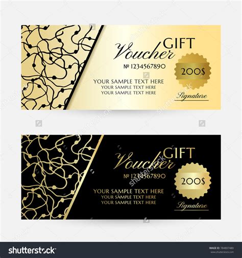 Gold Scribbles T Vouchers Template Royalty Free Stock Vector