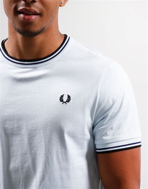 Fred Perry Twin Tipped T Shirt Light Ice Terraces Menswear