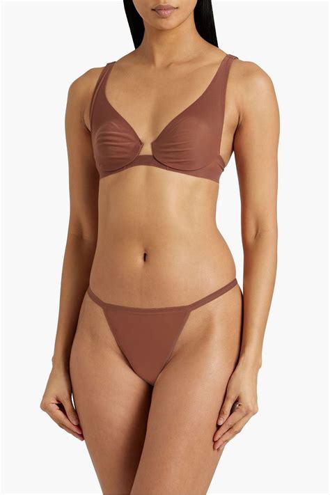 Skims Naked Stretch Mesh Underwired Plunge Bra The Outnet
