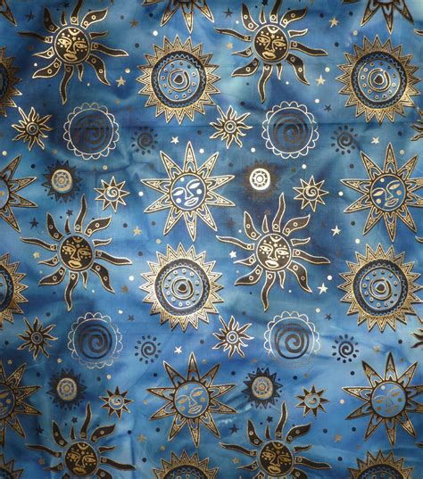 Indian Batiks Cotton Fabric Celestial Sun Cool Joann