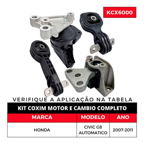 Kit 4 Coxim Motor Cambio New Civic Automático 2007 2011 Parcelamento