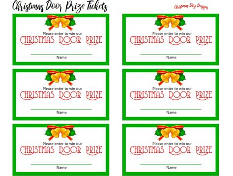 Christmas Door Prize Tickets Printable Christmas Door Prize Tickets ...