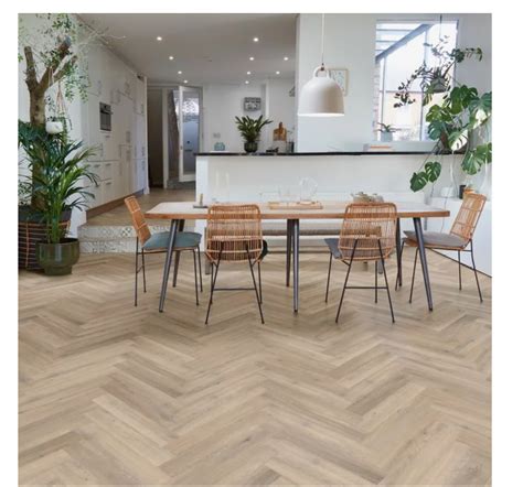 Polyflor Camaro Rigidcore Naked Blond Oak Herringbone Vinyl Flooring