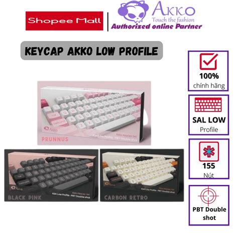 Akko ASA Low Profile Black Pink Carbon Retro Prunnus Keycap Set