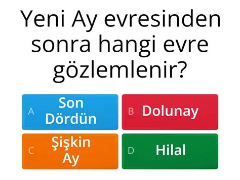 5 Sınıf Ayın Evreleri kgnyvz Quiz