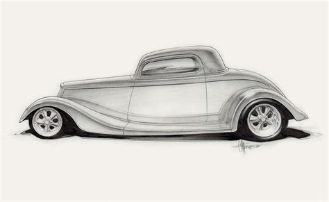 a drawing of an old fashion car