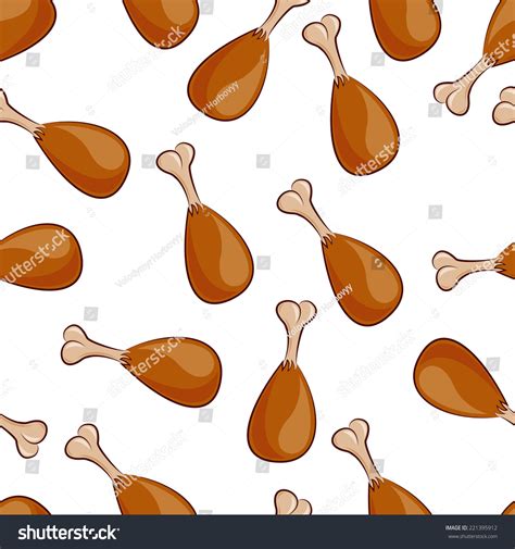 Vector Illustration Fried Chicken Legs Seamless Stock Vector Royalty