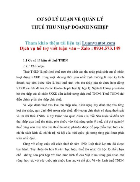 Cơ sở lý luận về quản lý thuế thu nhập doanh nghiệp PDF Free Download