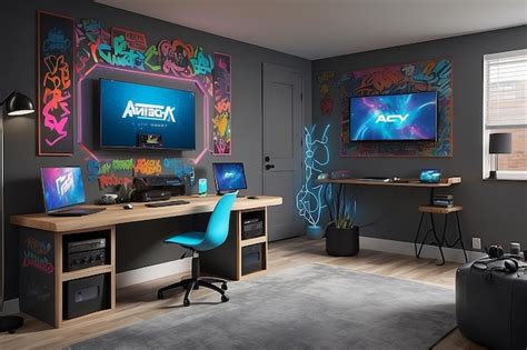 Premium Photo Create A Mockup Of A Gaming Room With A Builtin