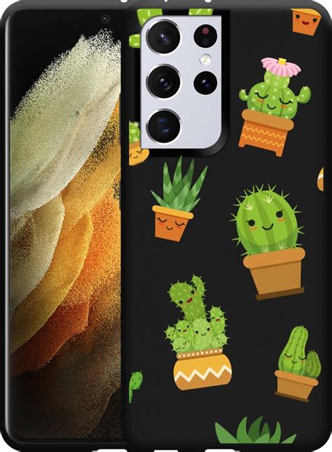 Galaxy S21 Ultra Hoesje Zwart Happy Cactus Designed By Cazy Bol