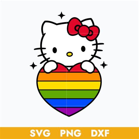 Pride Heart Hello Kitty Svg Hello Kitty Svg Cartoon Svg P Inspire