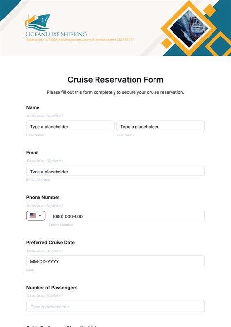 Free Cruise Reservation Form Template to Edit Online