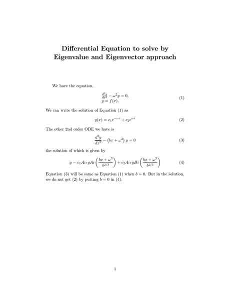 Differential Equation to solve by Eigenvalue and Eigenvector approach