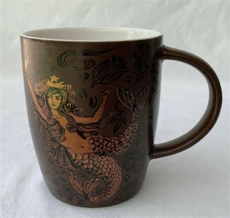 Starbucks Split Tail Mermaid Coffee Mug Siren Copper Brown 2011 40th