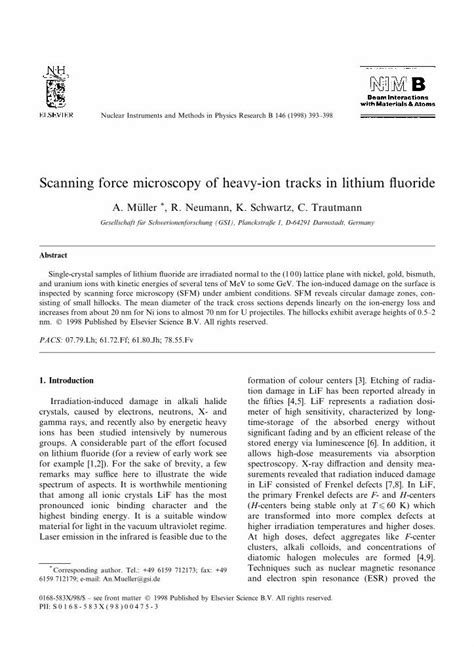 PDF Scanning Force Microscopy Of Heavy Ion Tracks In Lithium Fluoride