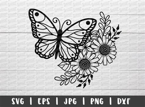 Butterfly And Flower Svg Files For Cricut Project Butterfly Etsy