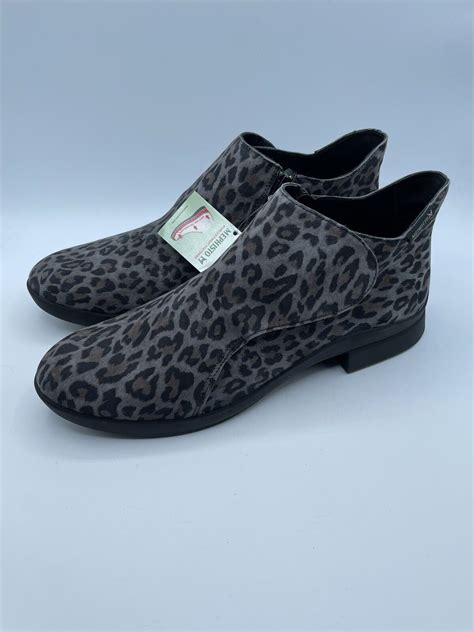 Mephisto Womens Samira Dark Grey Leopardo Ankle Boots Size Us M Ebay