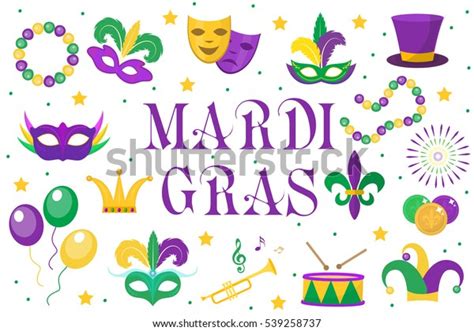 Mardi Gras Carnival Set Icons Design Stock Vector Royalty Free