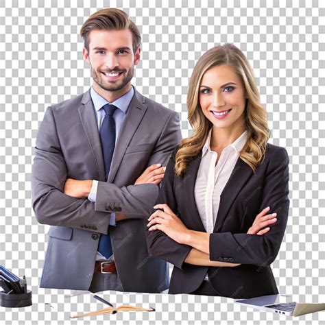 premium psd man  woman   office  transparent background
