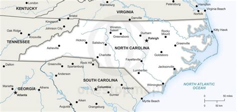 Vector Map of North Carolina political | One Stop Map