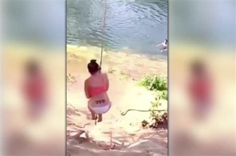 Bikini Babe Left Mortified After Rope Swing Ends In Worst Possible Way Daily Star