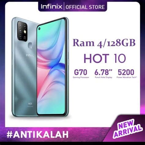 Jual Infinix Hot 10 4 128 Ram 4GB Internal 128GB Garansi Resmi Shopee