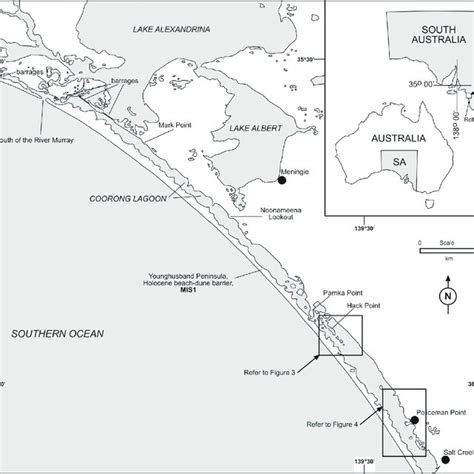 Map Showing The Mouth Of The River Murray The Coorong Lagoon And