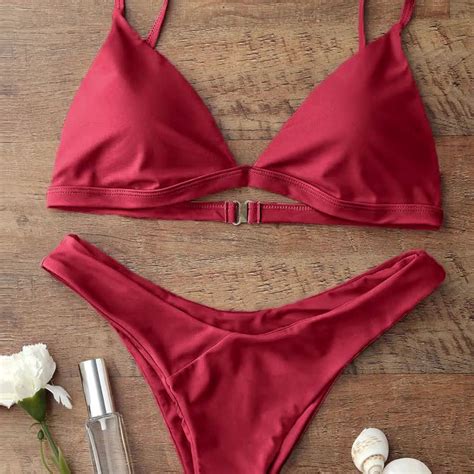 Low Waist Wine Red Bikini Set Swimsuit Extreme Swimwear Bikini Sexy