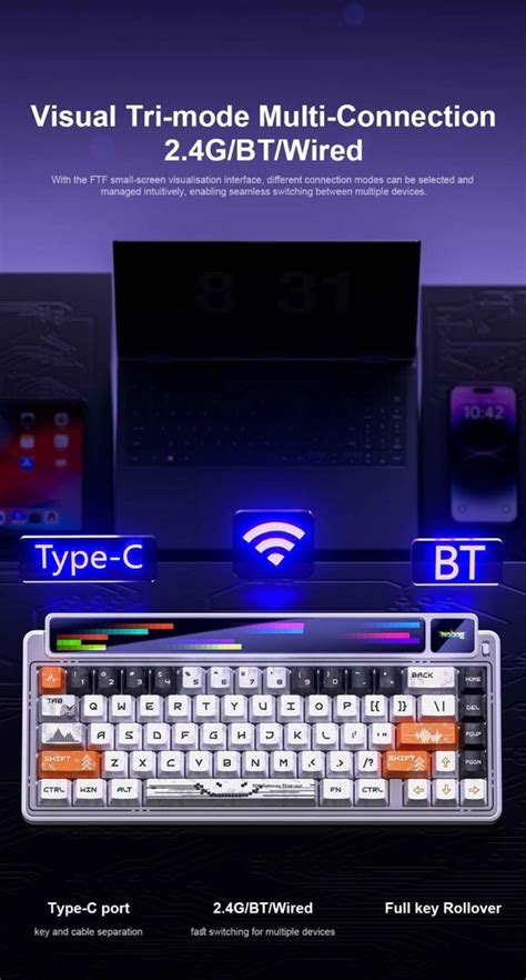 Bàn phím cơ LEOBOG AMG65 Hot swap Led RGB Màn hình 3 Mode Max Ping Gear