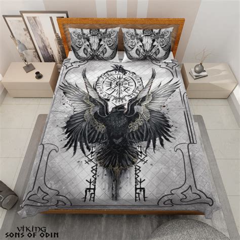 Viking Bedding Set Viking Raven Vegvisir Axe | Viking Sons Of Odin