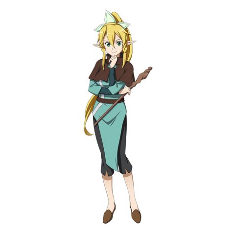 Safebooru Girl Blonde Hair Green Eyes Hair Between Eyes Highres Leafa Long Hair Official Art