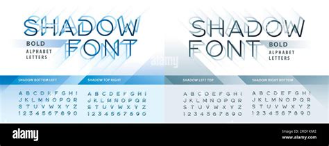 Vector of Modern Shadow Alphabet Letters and numbers, Modern line style font with shadow, Shadow ...