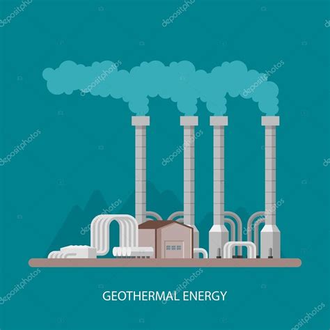 Usina e fábrica de energia geotérmica Conceito industrial de energia