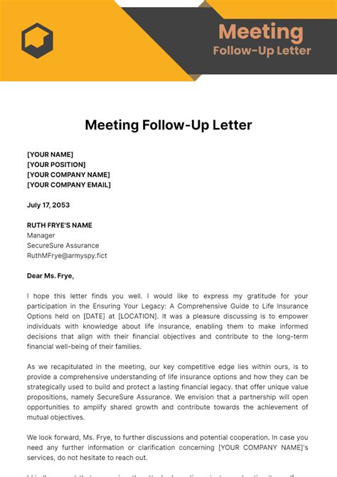 Free Meeting Follow-Up Letter Template to Edit Online
