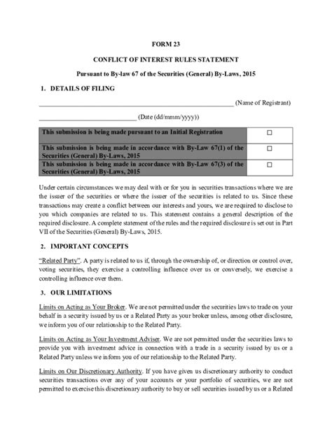 Fillable Online Basic Conflict Of Interest Disclosure Formsample