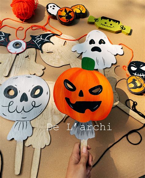 2023 Halloween Party Diy Masks Halloween Wooden Ghost,Pumpkin,Shaping ...