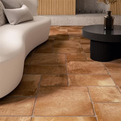 Tuscan Flagstones Rustic Cotto Porcelain Floor And Wall Tile X Mm