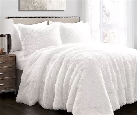 Emma White Faux Fur King 3-Piece Comforter Set | Big Lots