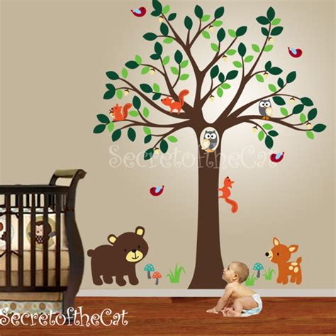 Nursery Wall Decal Wall Decals Nursery Tree With Woodland - Etsy