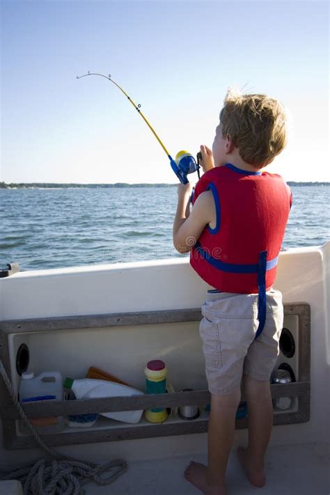 Boy Fishing From Boat Stock Image Image Of Child Nature 10101693